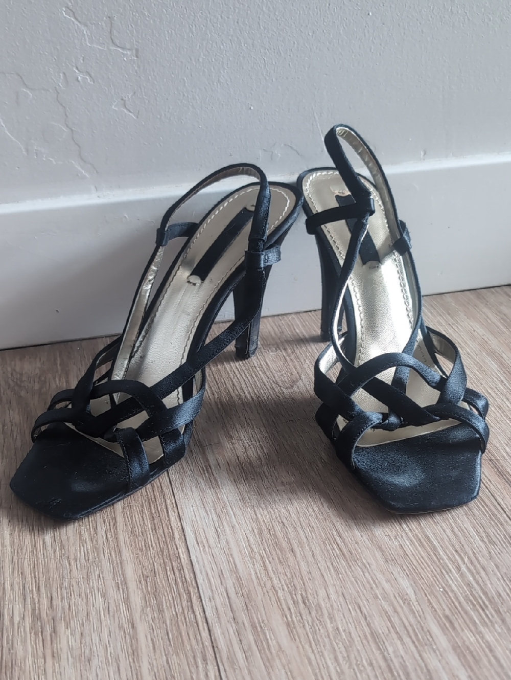 Nine West Black Strappy Slingback Heels